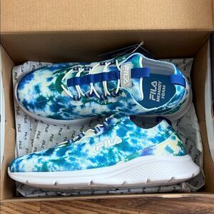 Fila Blue and Green Tie-Dye Athletic Shoes